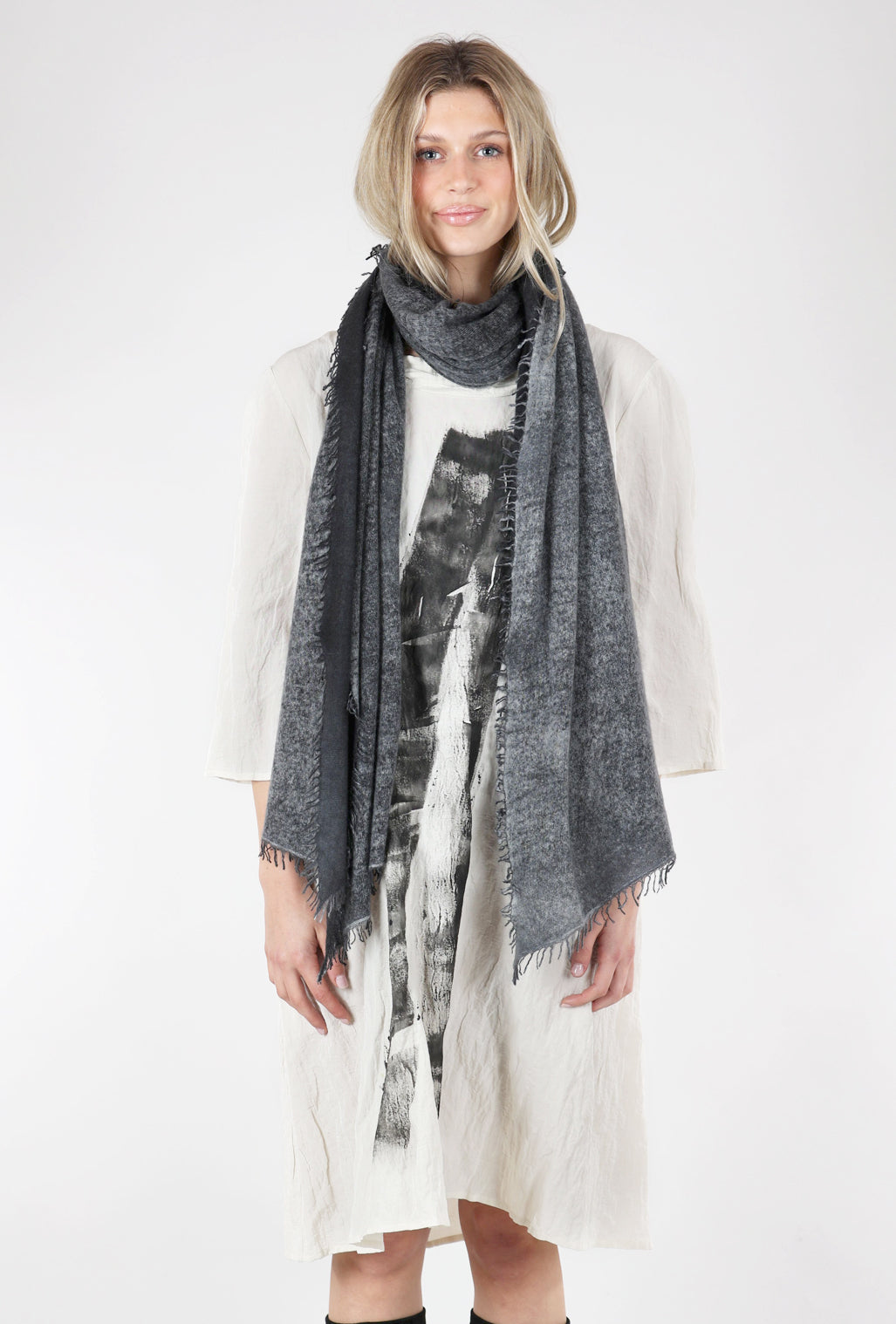 Alessandro Aste Spray Art Felted Cashmere Scarf, Ash 