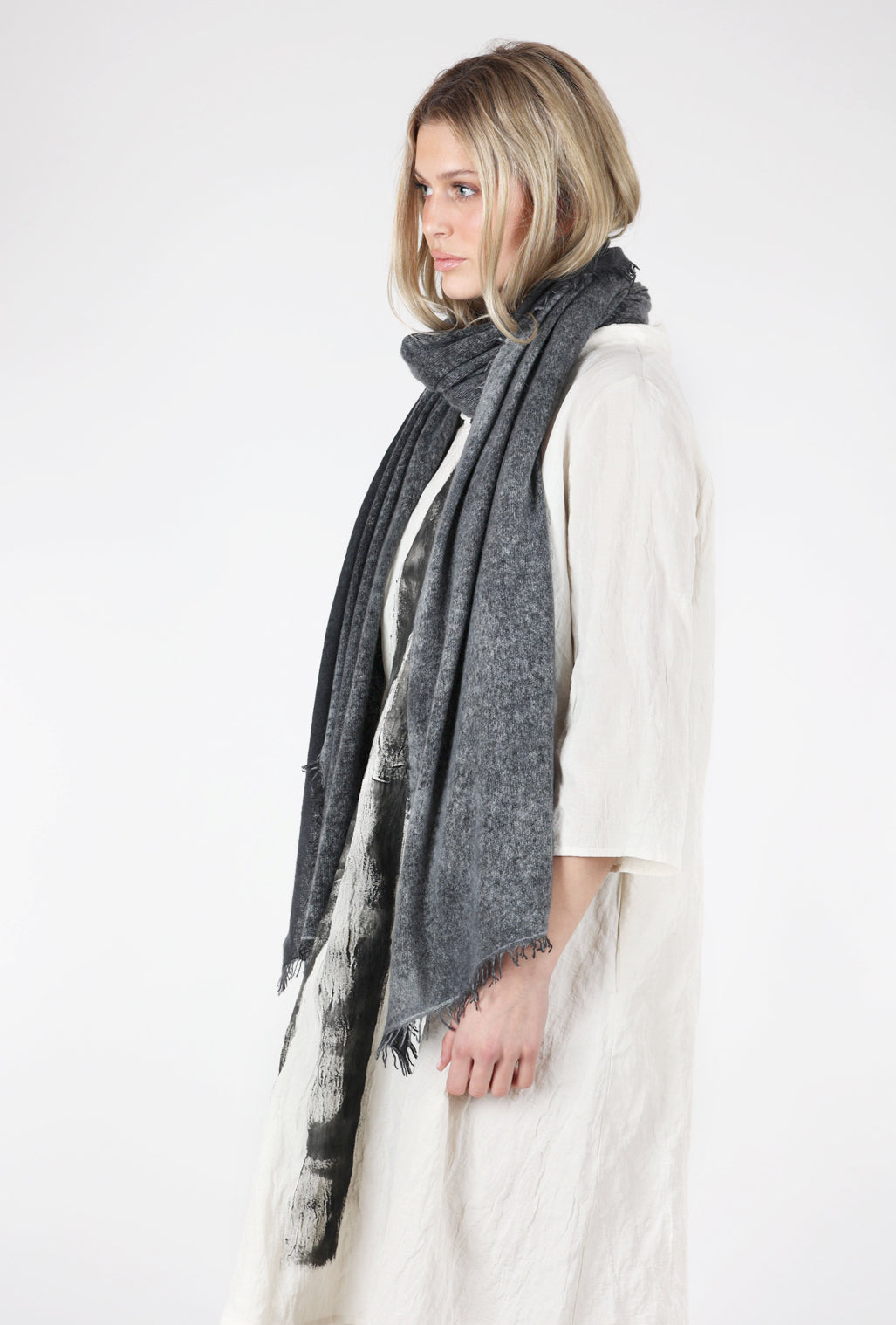 Alessandro Aste Spray Art Felted Cashmere Scarf, Ash 