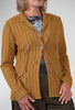 Cut Loose Frayed Stripe Fitted Blazer, Brass 