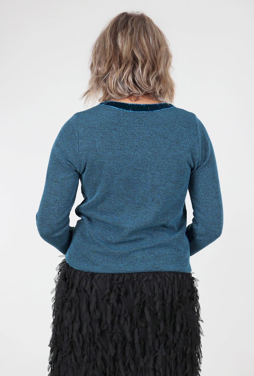 Cut Loose Marble Knit Velvet Pocket Sweater, Undersea 