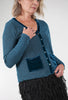 Cut Loose Marble Knit Velvet Pocket Sweater, Undersea 