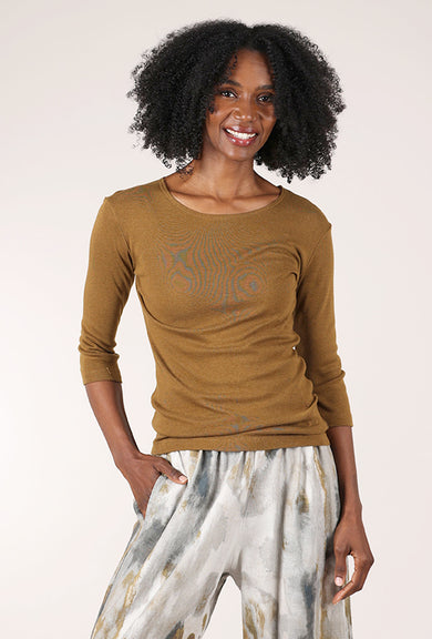 Bryn Walker Tencel Rib 3/4 Sleeve Top, Quinquina 