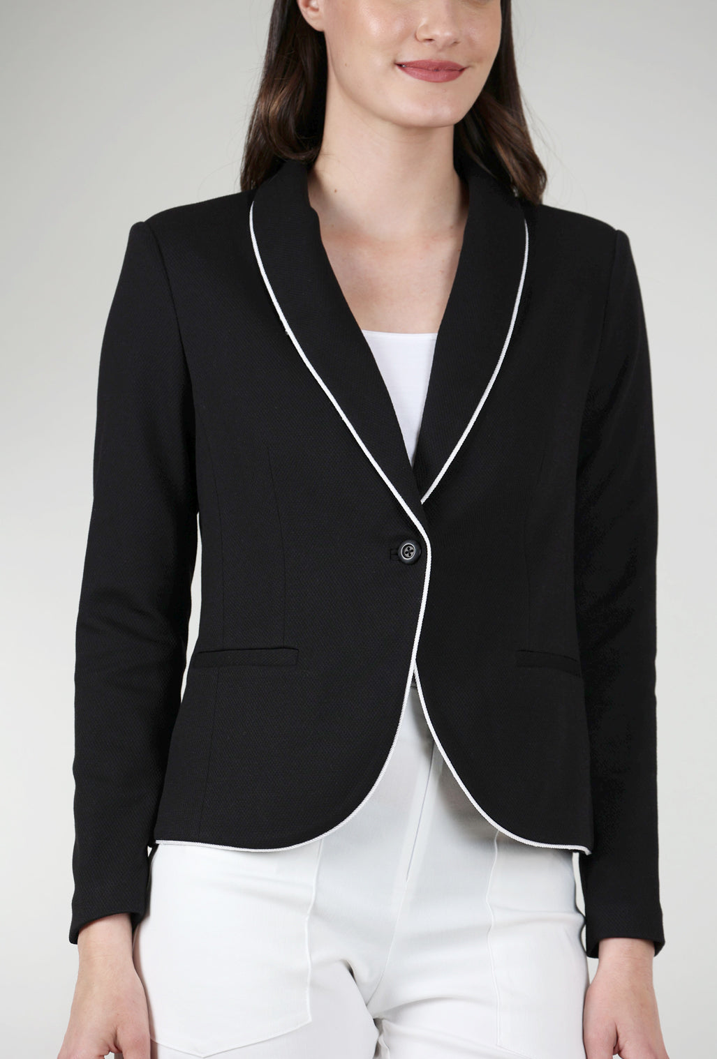 Peace of Cloth Remi Pique Corded Blazer, Black 