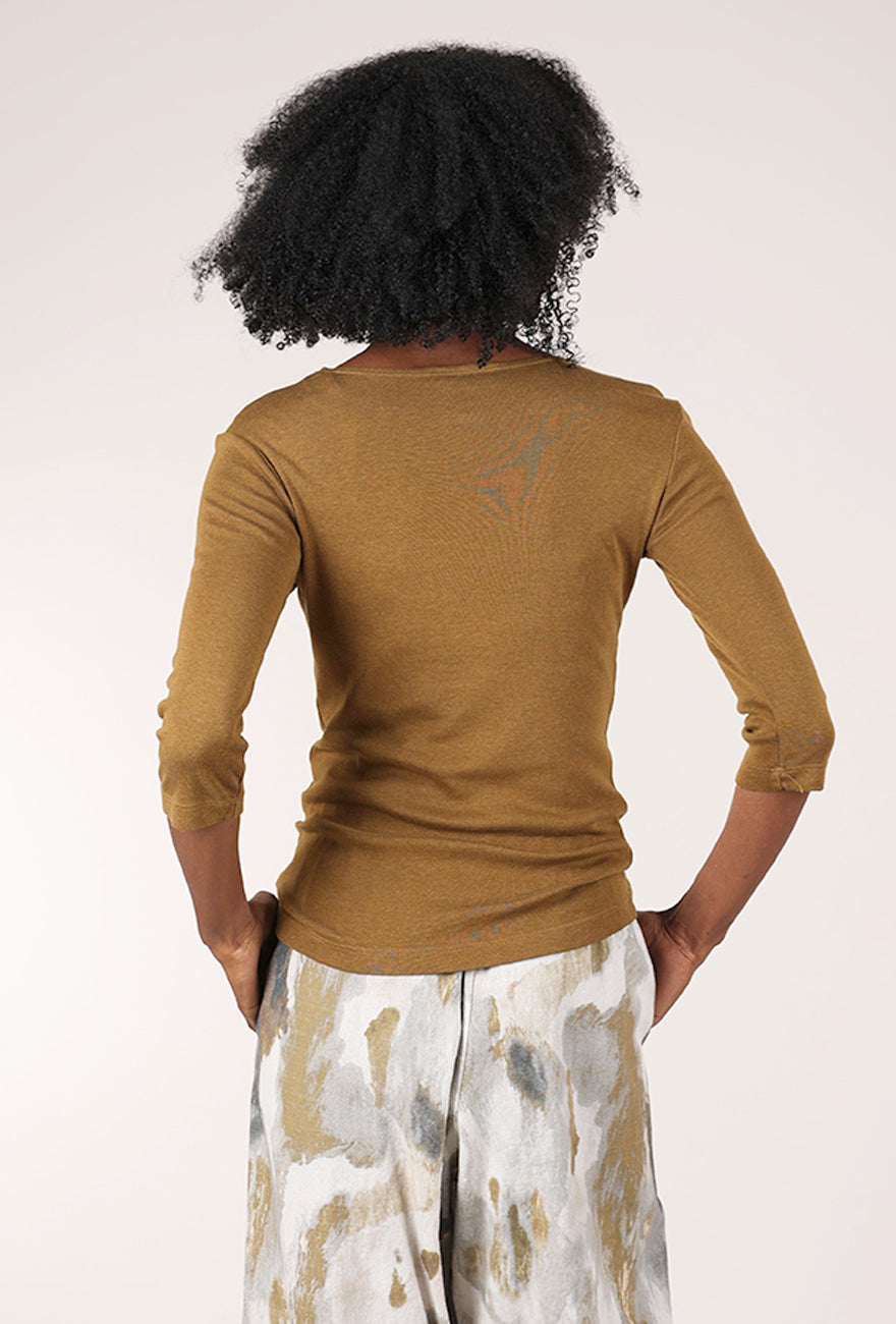Bryn Walker Tencel Rib 3/4 Sleeve Top, Quinquina 