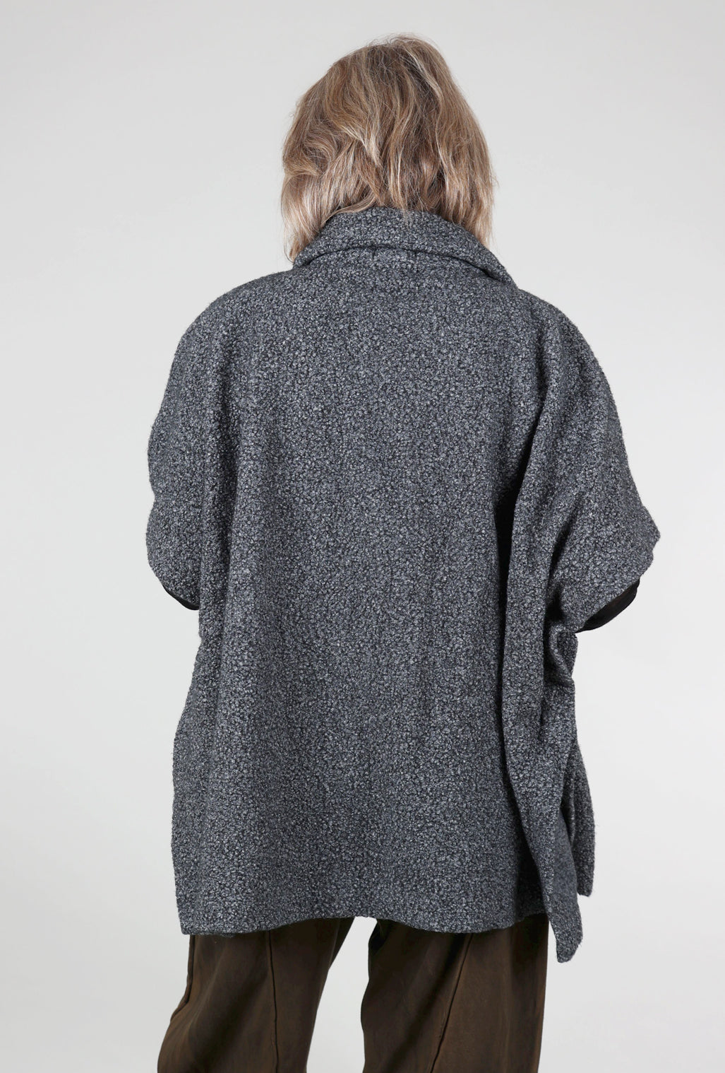 Mododoc Shawl-Neck Pocket Poncho, Charcoal 