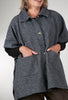 Mododoc Shawl-Neck Pocket Poncho, Charcoal 