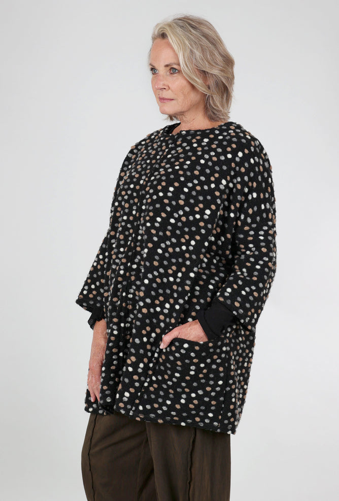 Cut Loose Dotty Wool Zip Topper, Black Multi One Size Black