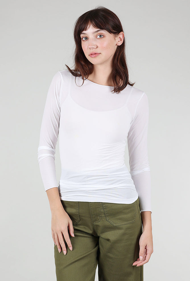 AMB Designs Solid Raw Edge Second Skin Top, White One Size One Size