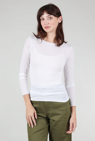 AMB Designs Solid Raw Edge Second Skin Top, White 