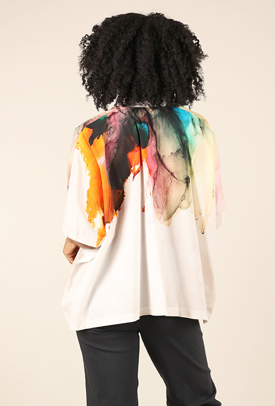 M Square Poncho Shirt, Splash Print 