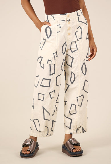 Prairie Underground Gathering Pant, Cream Print 