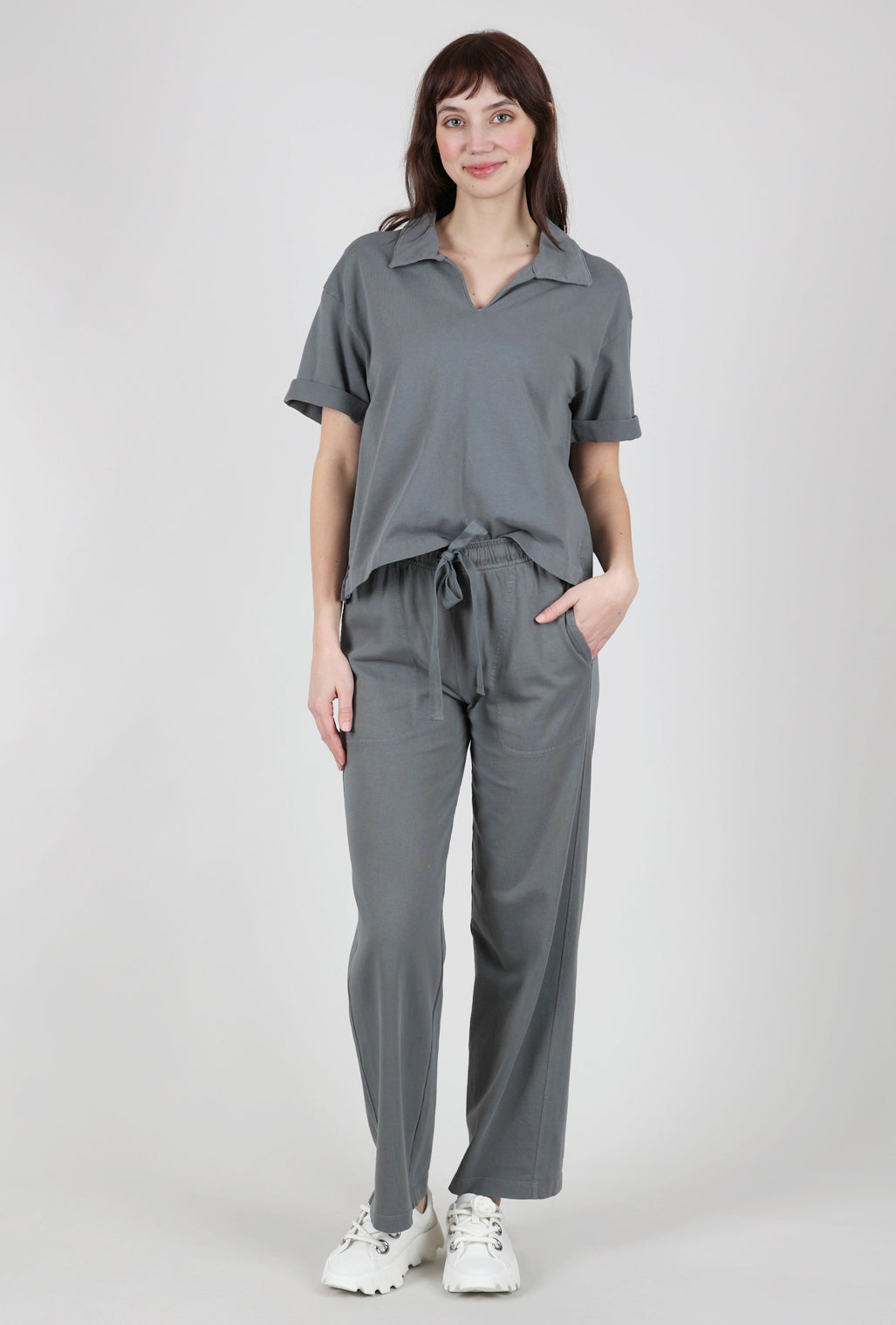 Lilla P Drawstring-Waist Pant, Granite 