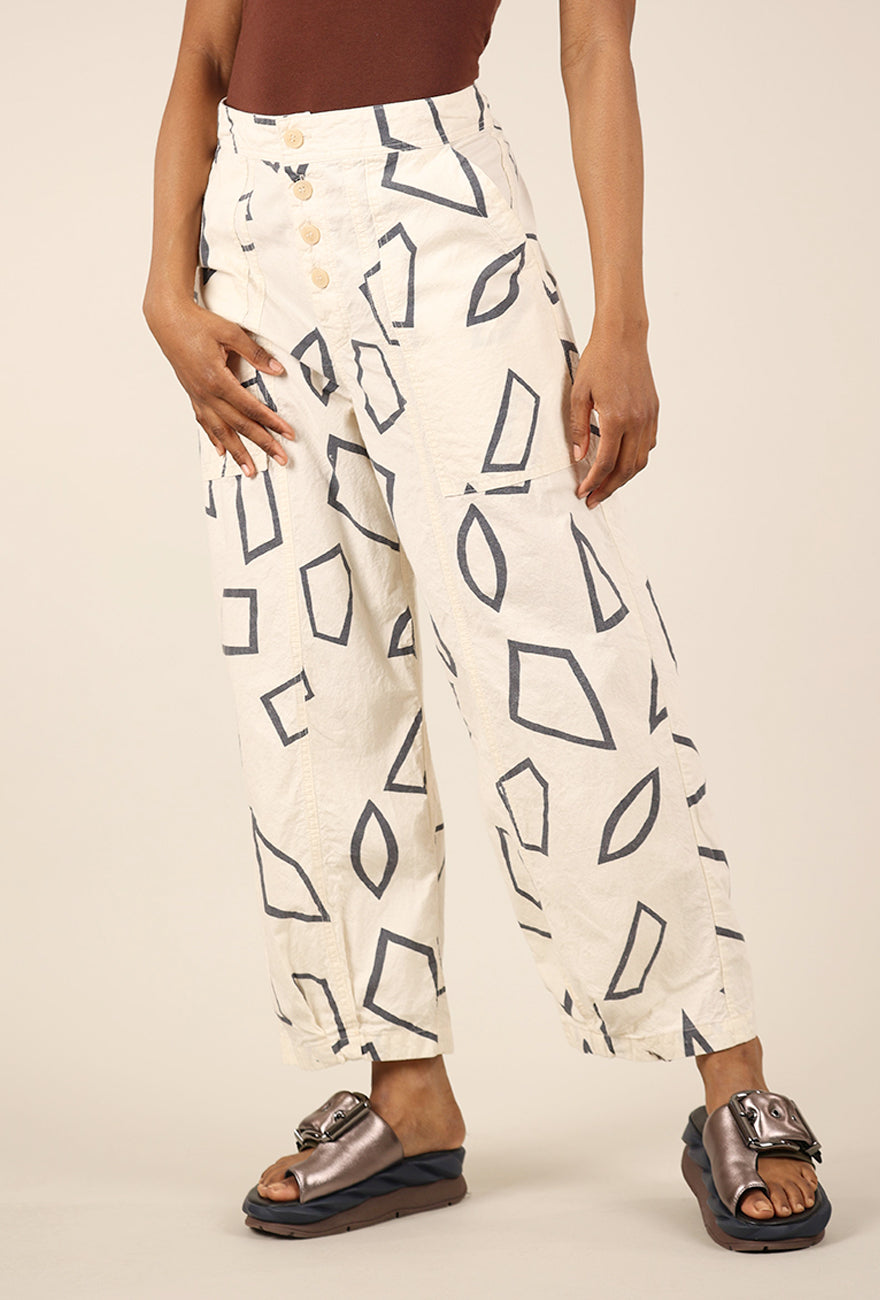 Prairie Underground Gathering Pant, Cream Print 