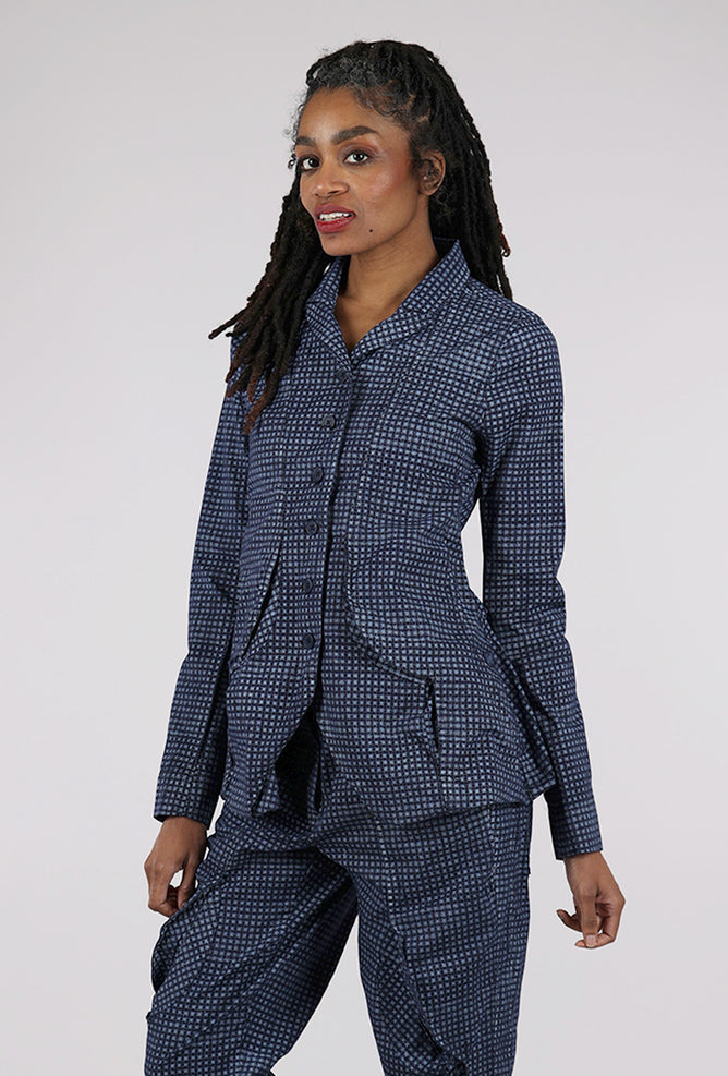 Rundholz Cotton Check Flap Pocket Jacket, Navy 