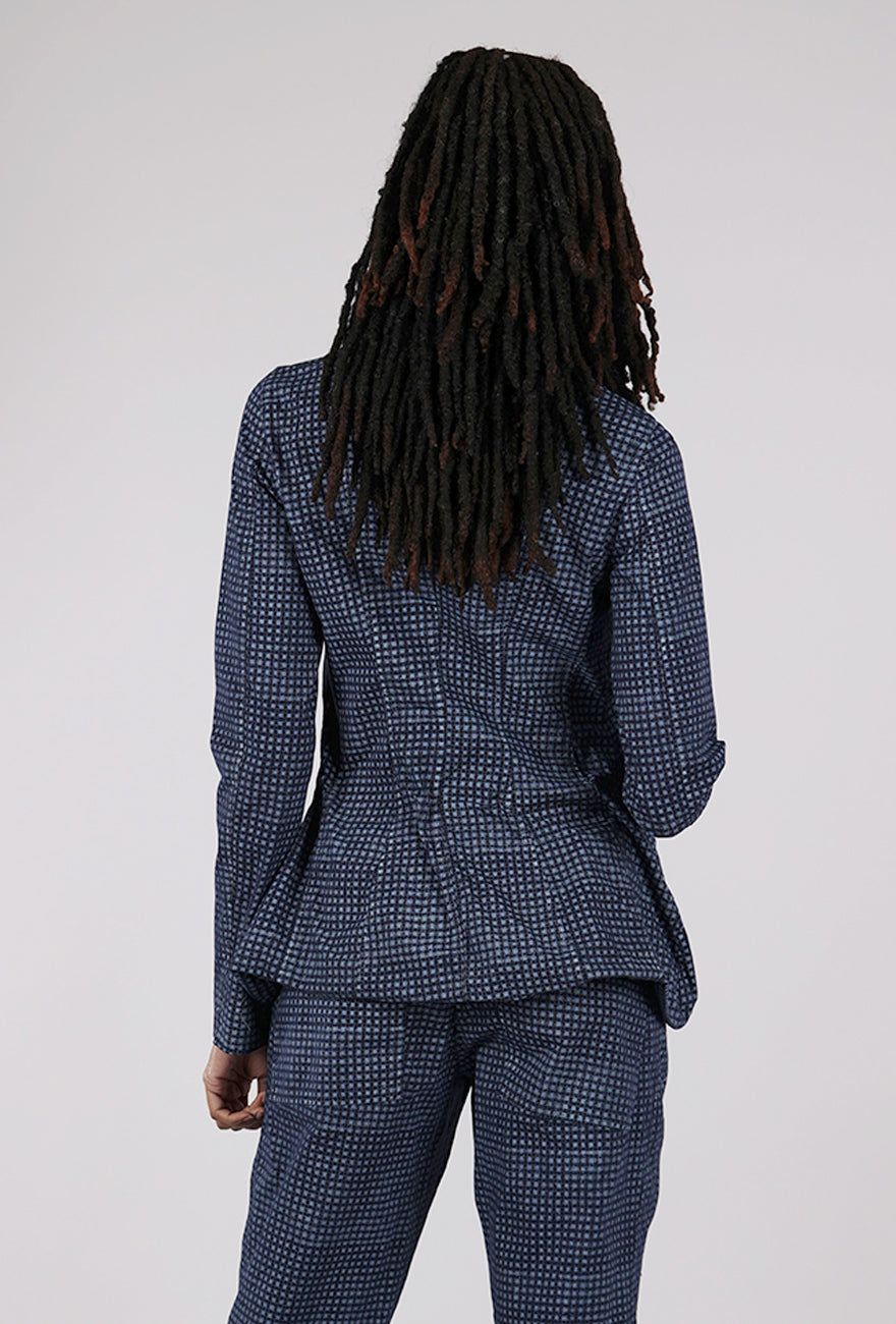 Rundholz Cotton Check Flap Pocket Jacket, Navy 