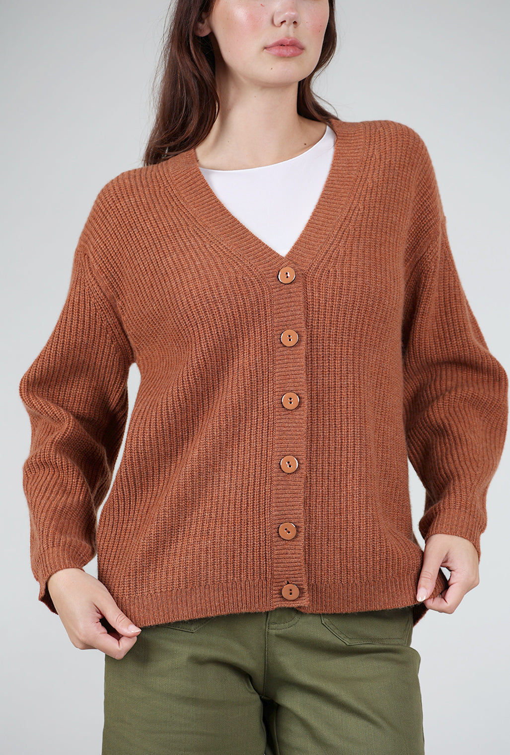 Cocoa Cashmere Elah Cardigan, Hazelnut 