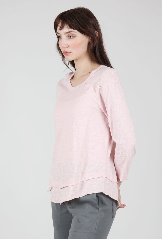 Wilt Shrunken Crew 3/4 Mock-Layer Tee, Pinky 