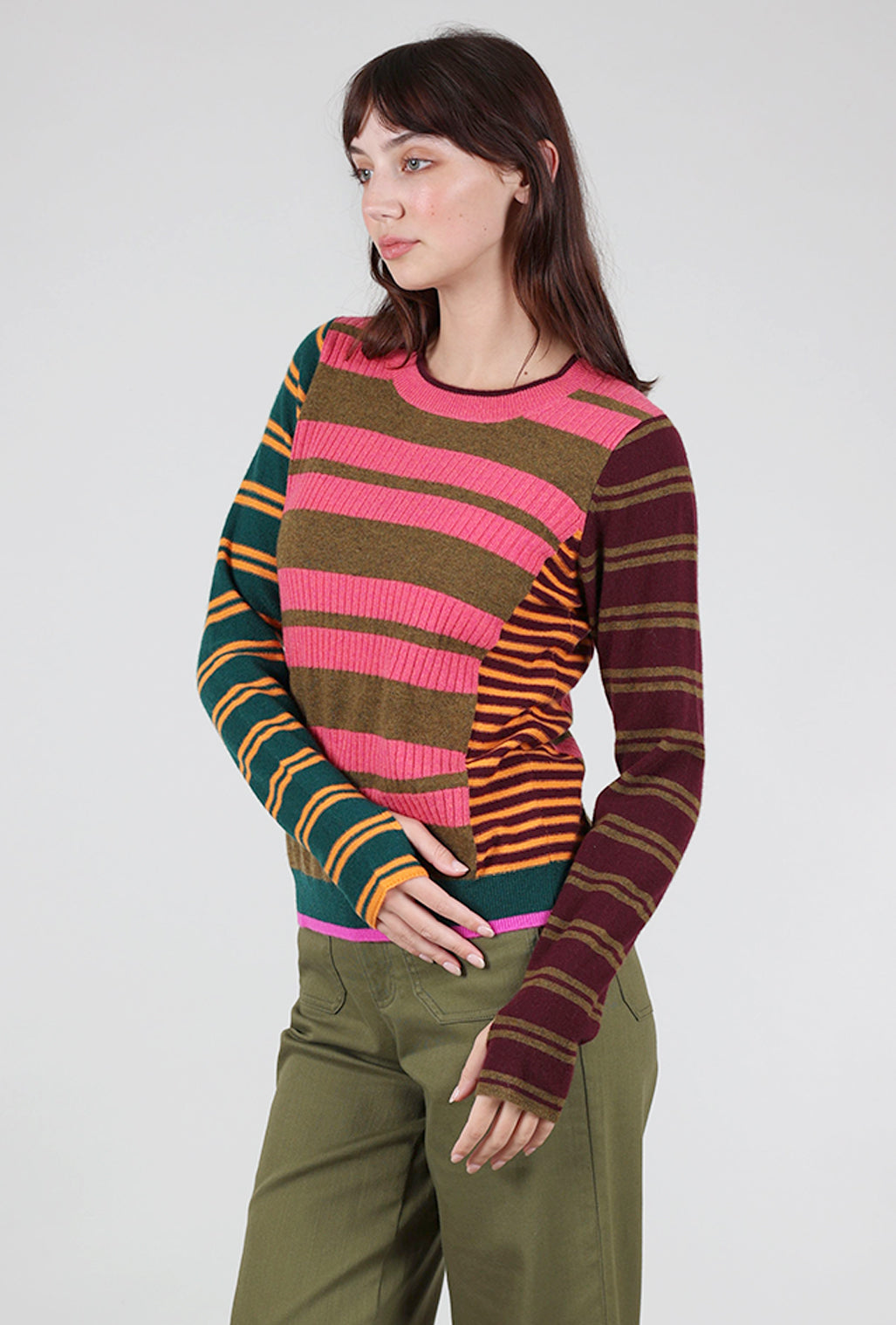 Cocoa Cashmere Ximena Cashmere Sweater, Cabernet Mix 