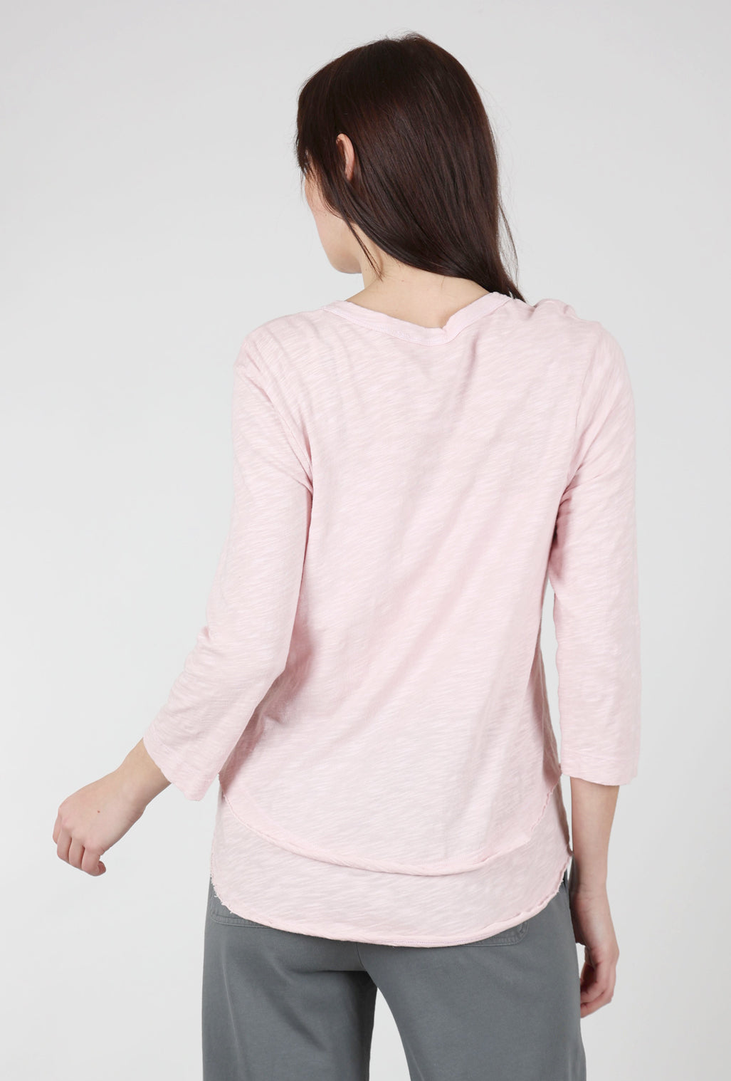 Wilt Shrunken Crew 3/4 Mock-Layer Tee, Pinky 