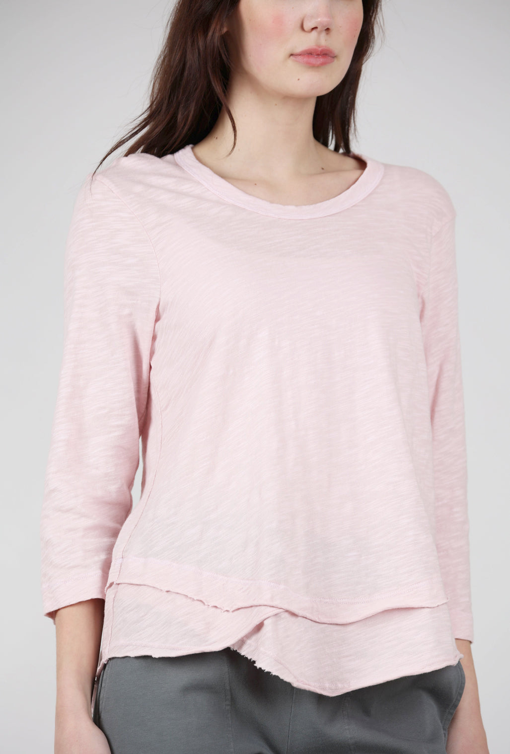 Wilt Shrunken Crew 3/4 Mock-Layer Tee, Pinky 