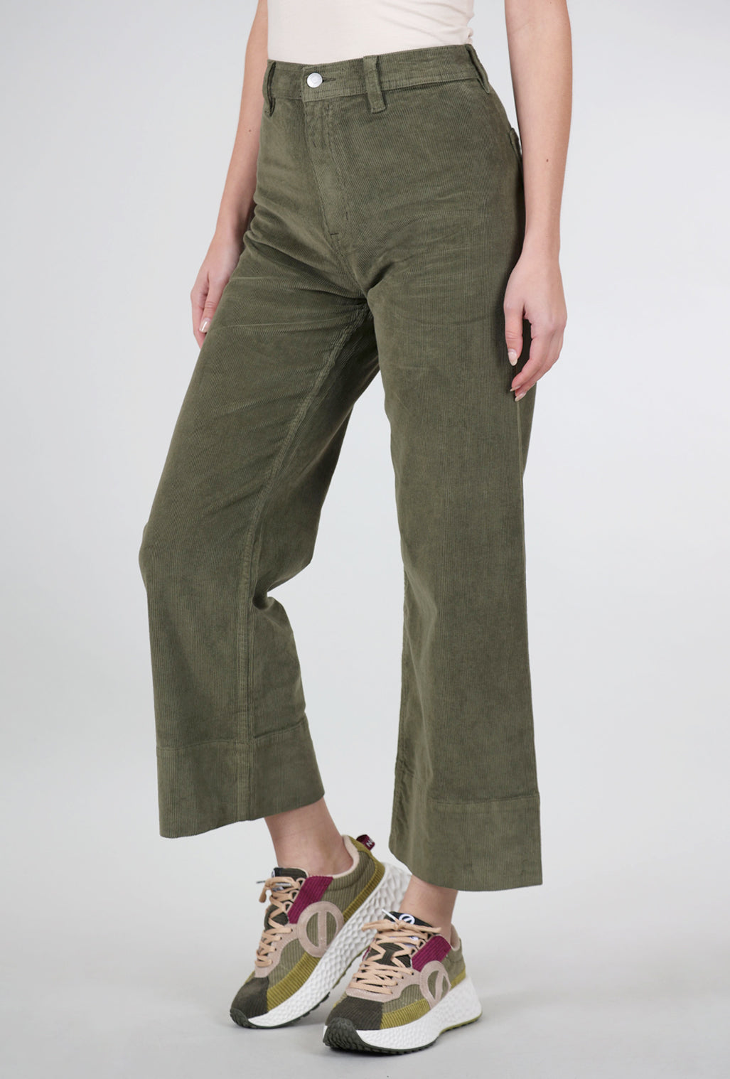 Pistola Cord Penny Crop, Olive Martini 