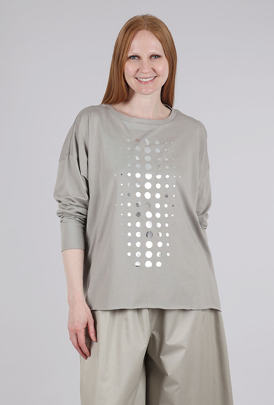 Planet Metallic Dot Boxy Tee, Titanium/Silver 