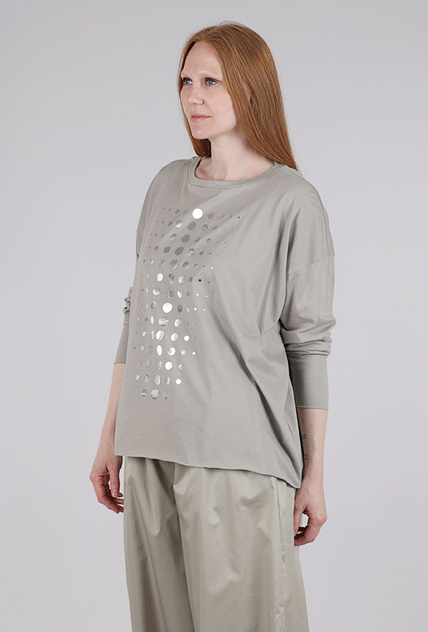 Planet Metallic Dot Boxy Tee, Titanium/Silver 