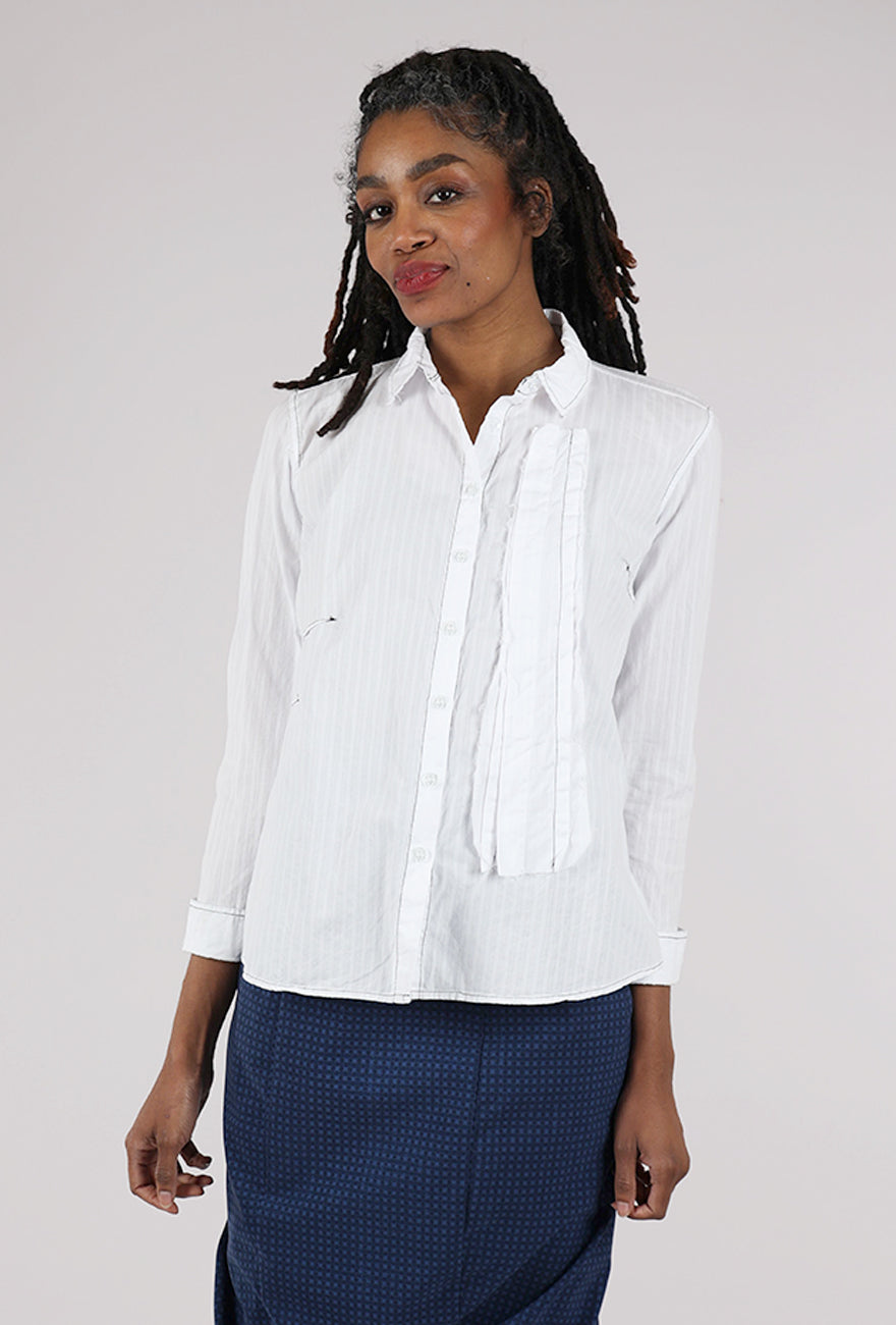 Paper Temples Biz Tie Top, White/Red Stitch 