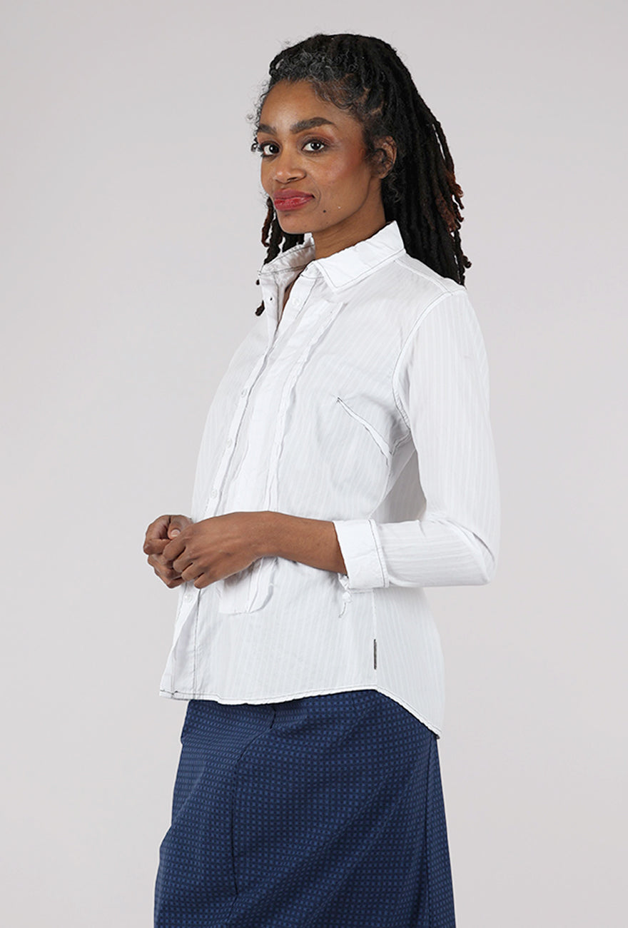 Paper Temples Biz Tie Top, White/Red Stitch 