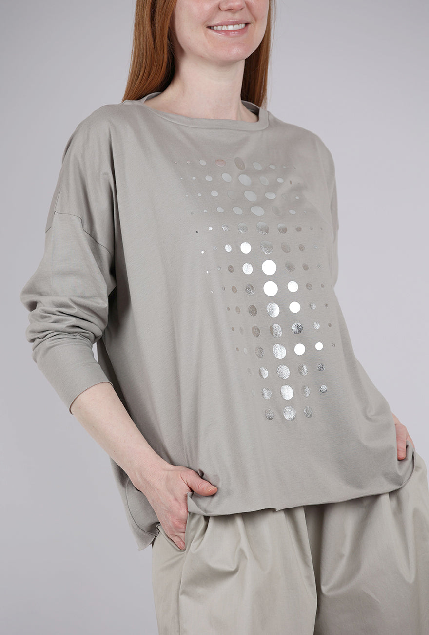 Planet Metallic Dot Boxy Tee, Titanium/Silver 