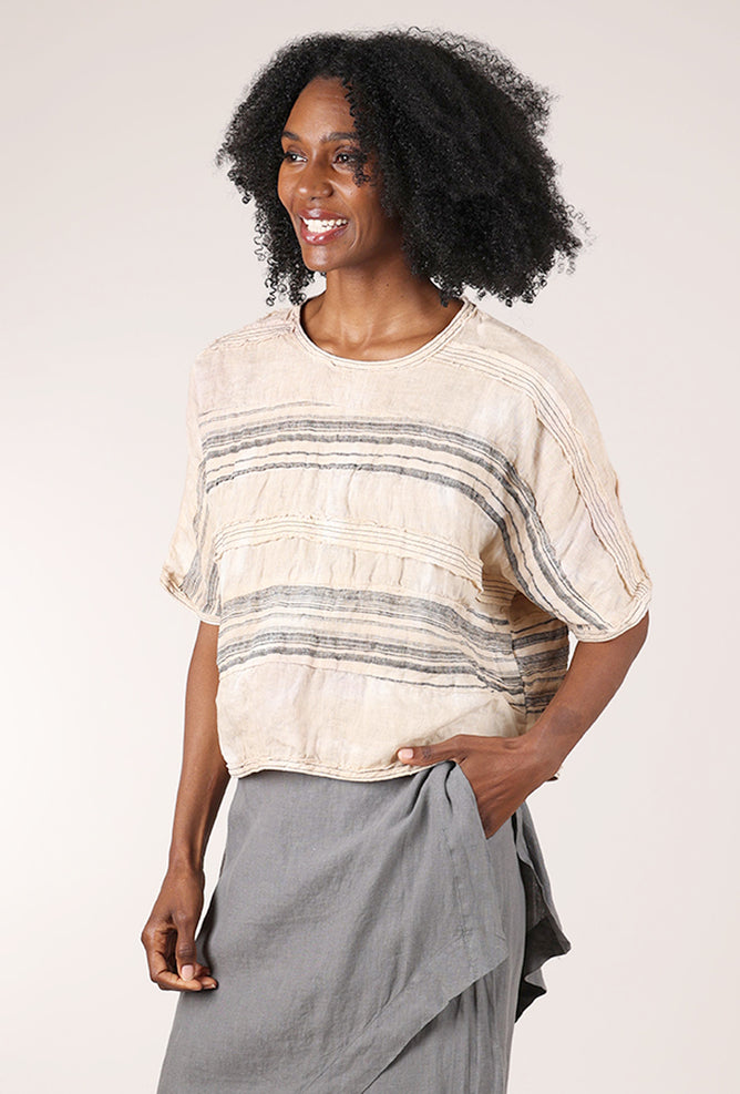 Cynthia Ashby Kite Linen Top, Salt 