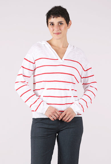 Mododoc Summer Sweater Hoodie, Scarlet Stripe 