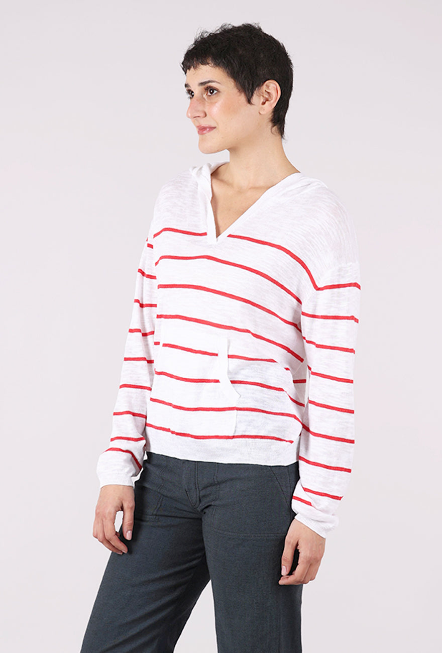 Mododoc Summer Sweater Hoodie, Scarlet Stripe 