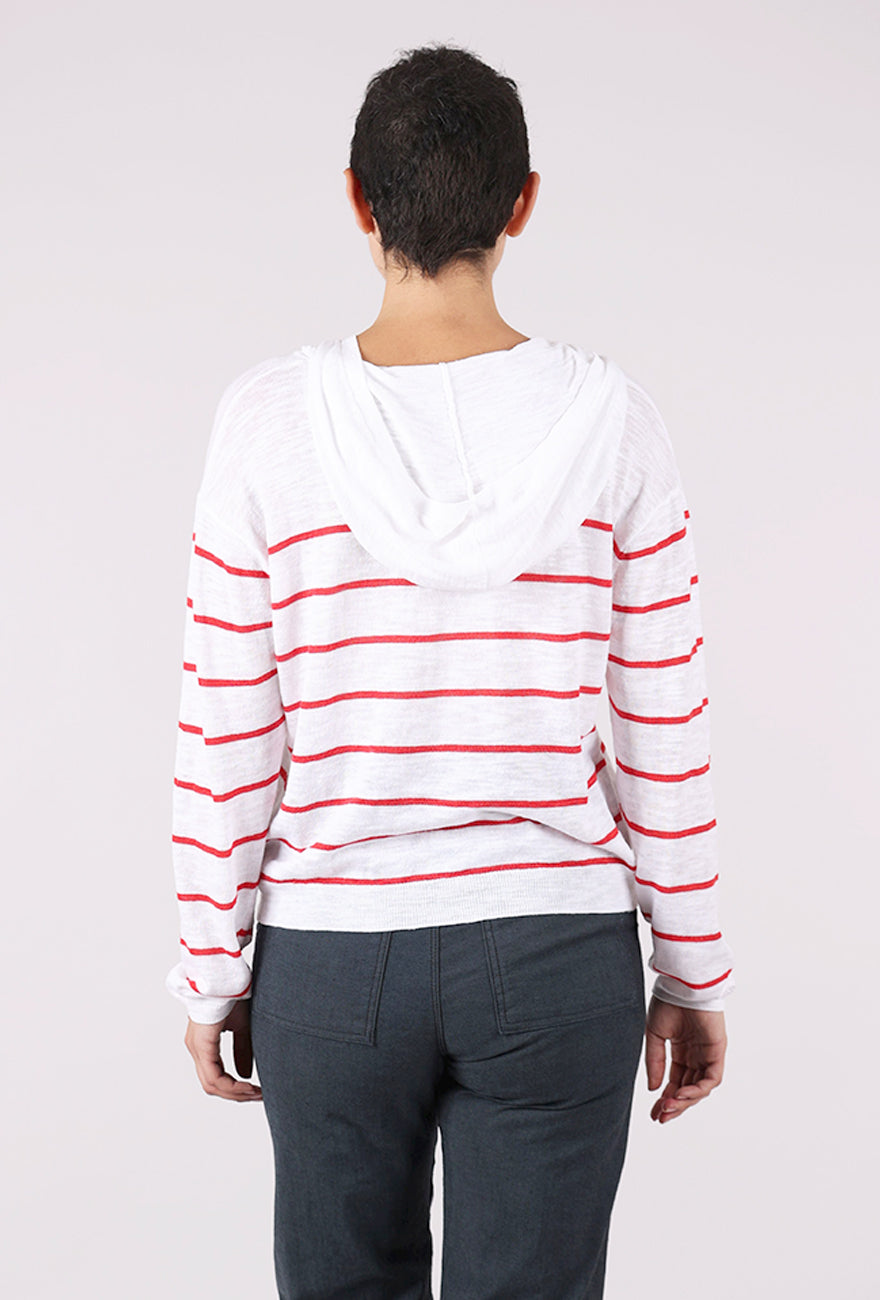 Mododoc Summer Sweater Hoodie, Scarlet Stripe 