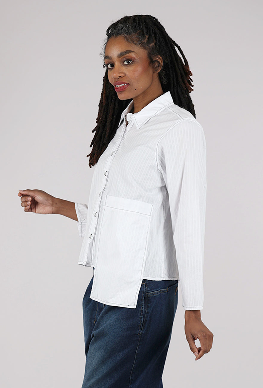 Paper Temples Woven Pocket Top, White 