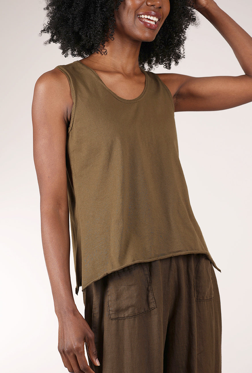 Cynthia Ashby Slim Knit Tank, Walnut 