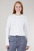 Mystree Raw-Edge Cable Sweater, White 