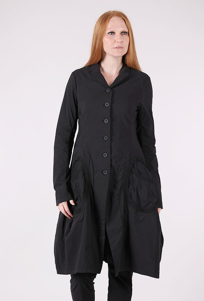 Rundholz Cotton-Linen Pocket Frock Topper, Black 