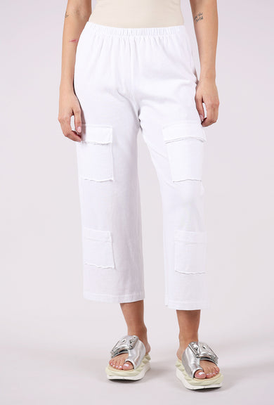 Fenini Multi Pocket Crop Pant, White 
