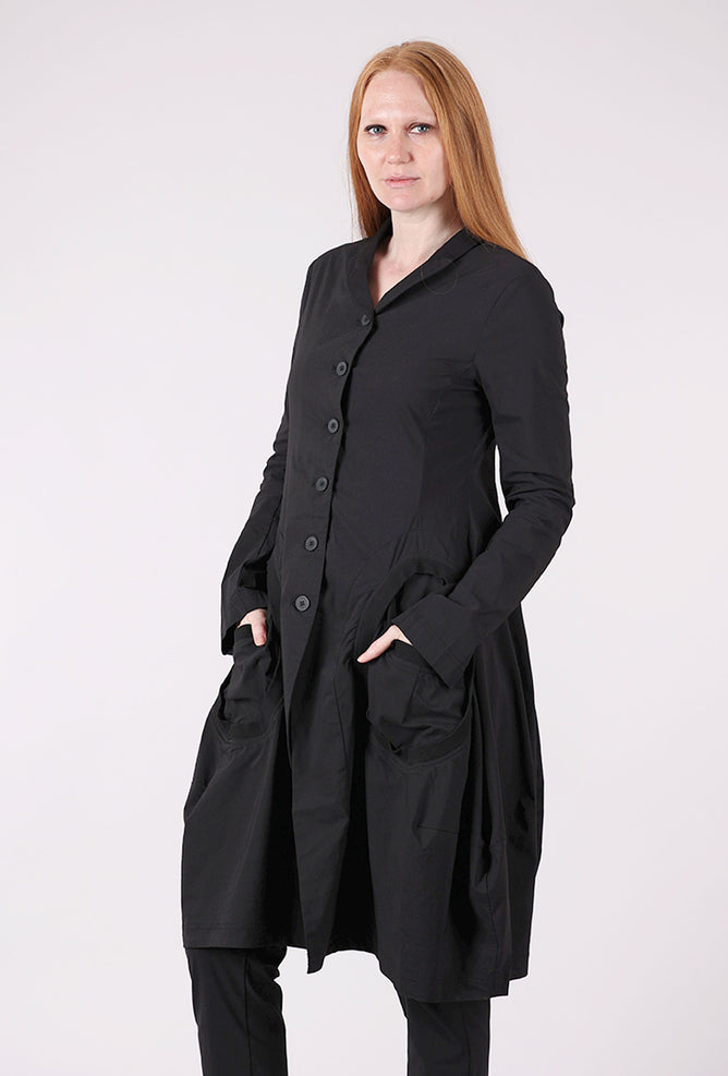Rundholz Cotton-Linen Pocket Frock Topper, Black 