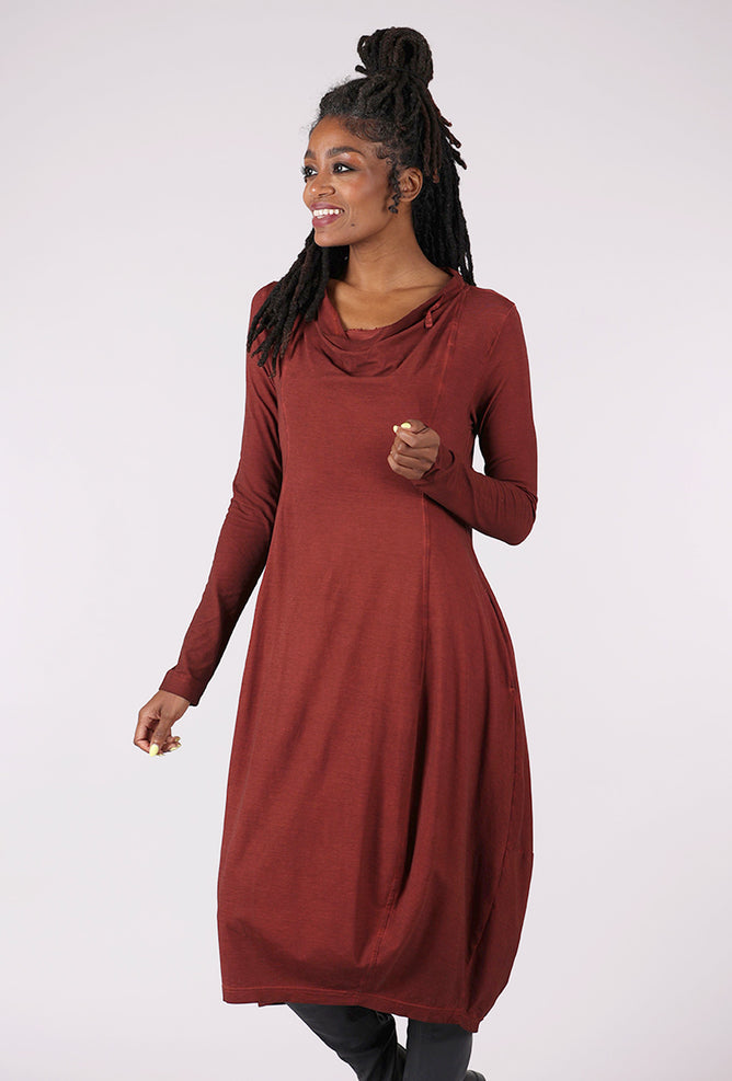 Rundholz Drape Neck Knit Lantern Dress, Crab Cloud 