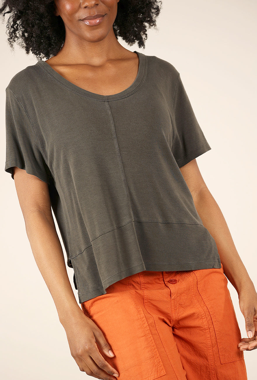 Lurdes Bergada Scoopneck Seam Top, Iron 