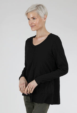 Wilt L/S Shifted Rib Hem Tee, Black 