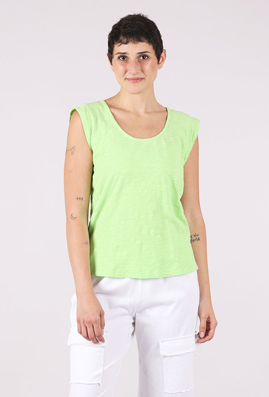 Mododoc Cap-Sleeve Scoop-Neck Tee, Pixie Lime 