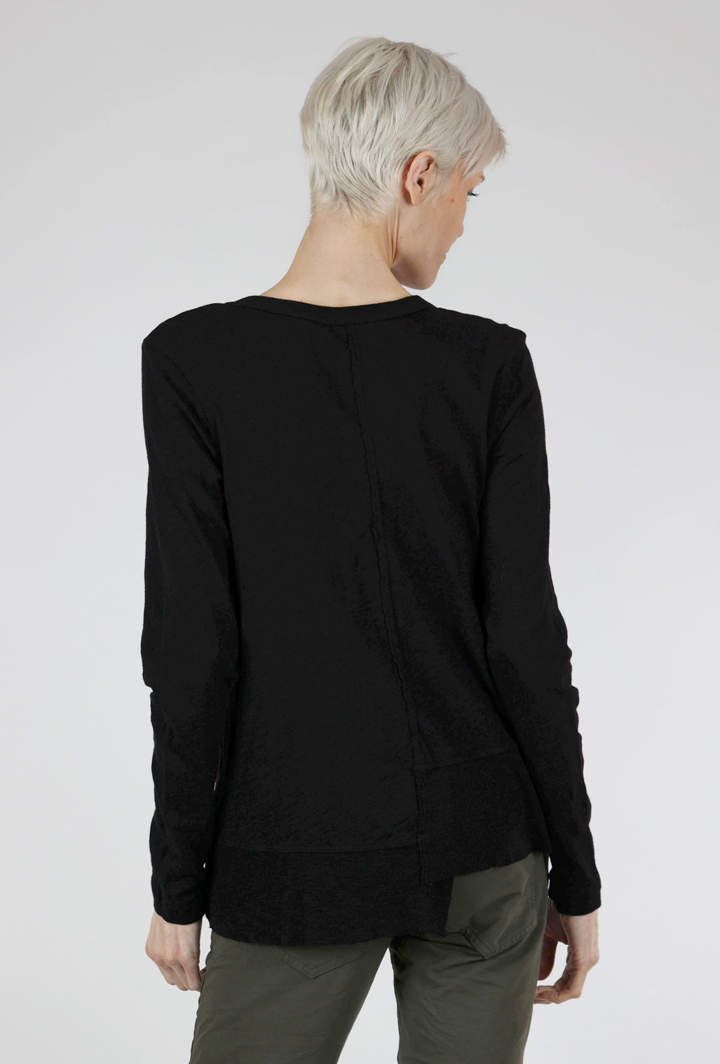 Wilt L/S Shifted Rib Hem Tee, Black 