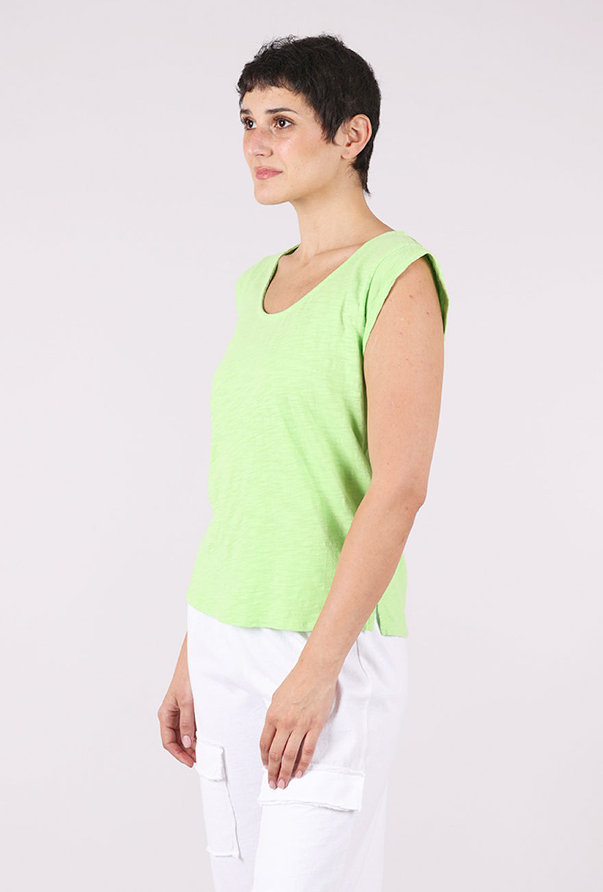 Mododoc Cap-Sleeve Scoop-Neck Tee, Pixie Lime 