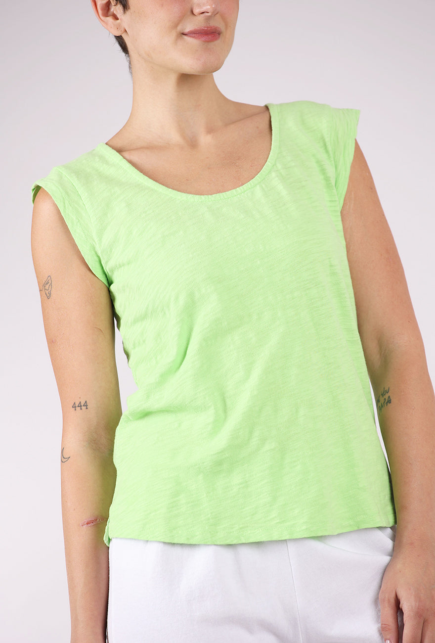 Mododoc Cap-Sleeve Scoop-Neck Tee, Pixie Lime 