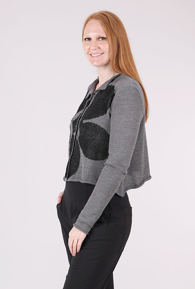 Rundholz Flocked Cotton Collar Cardie, Dark Gray/Black 