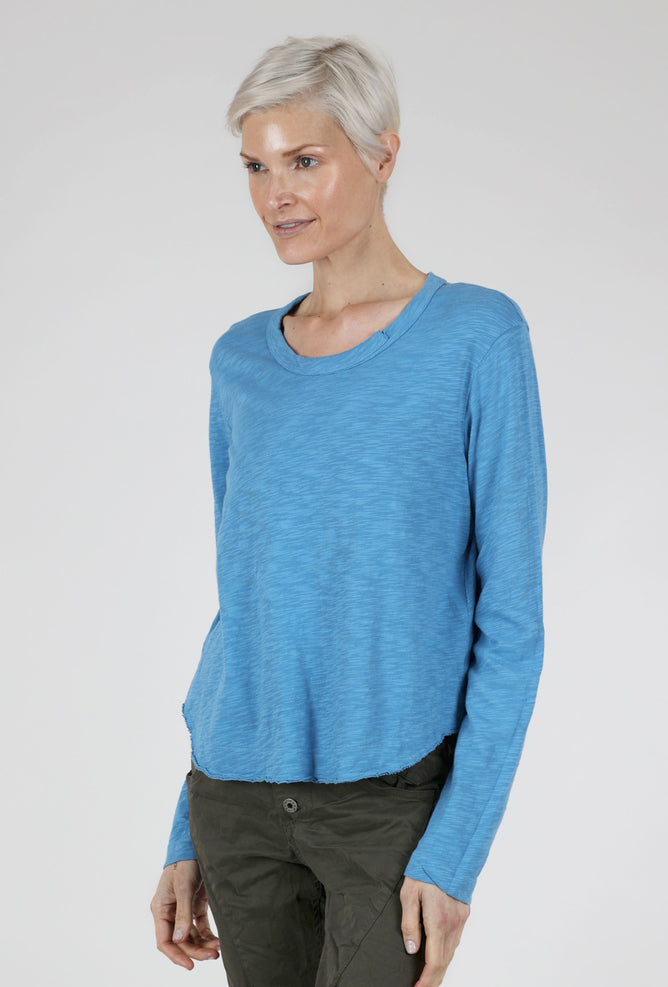 Wilt L/S Boxy Shirttail Slub Tee, China Blue 