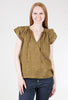 Grade & Gather Cotton Jacquard Ruffle Top, Brown Olive 